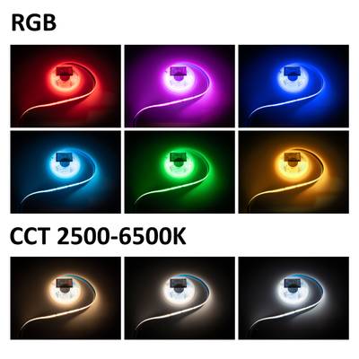 LED pásky, které zobrazují více barev a teplot barev; možnosti osvětlení RGB, teplá bílá, studená bílá.