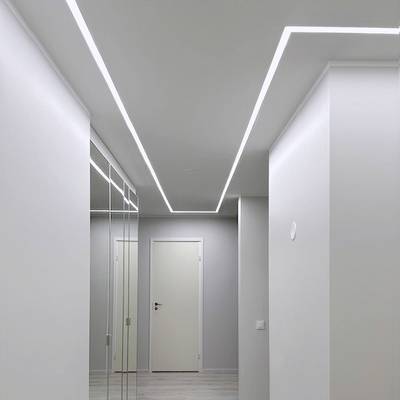 Oboustranný hliníkový profil pro zapuštěnou montáž pro LED pásky 2000x28x14mm, kartáčovaný hliník