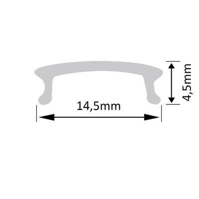 Šedý držák lampy, zakřivený, šířka 14,5 mm x výška 4,5 mm, na obrázku označeno šipkami.