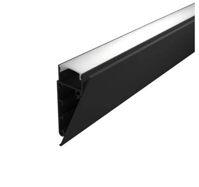 Plochý černý hliníkový profil pro led pásek na zeď, 2000x55x24mm, pro nepřímé osvětlení