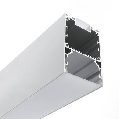 Hliníkový profil pro LED pásky – ZAVĚŠOVACÍ, obousměrný, 76 x 51 x 3000 mm, s lanem, matně bílý Hliníkový profil pro LED pásky – ZAVĚŠOVACÍ, obousměrný, 76 x 51 x 3000 mm, s lanem, matně bílý