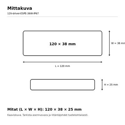 LED napájecí zdroj, 12 V, 36 W, ESPE, IP67