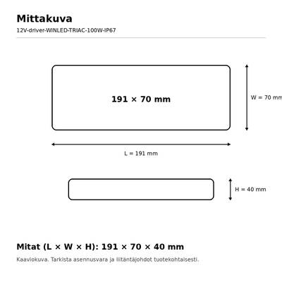 LED napájecí zdroj, 12 V, 100 W, WINLED, stmívatelný pomocí TRIACu, IP67