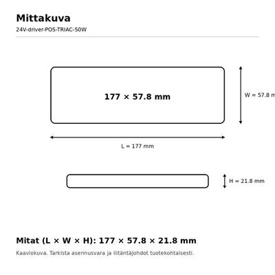 LED napájecí zdroj, 24 V, 50 W, POS, s regulací jasu pomocí TRIAC, IP20