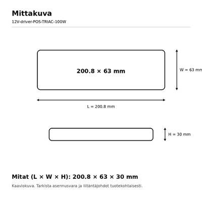 LED napájecí zdroj, 12 V, 100 W, POS, stmívatelný pomocí TRIAC, IP20