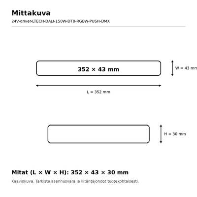LED předřadník, 24 V, 150 W, LTECH, DALI-2 DT6/DT8 + DMX/RDM + PUSH, RGBW, IP20
