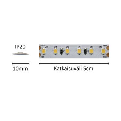 LED pásek se středním jasem, 3000K, 24V, 7,2w/m, IP20, CRI95