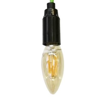 Lampa LED ve vintage stylu s viditelnými vlákny, černým stonkem a zeleným kabelem - ideální pro stylové a energeticky úsporné osvětlení.