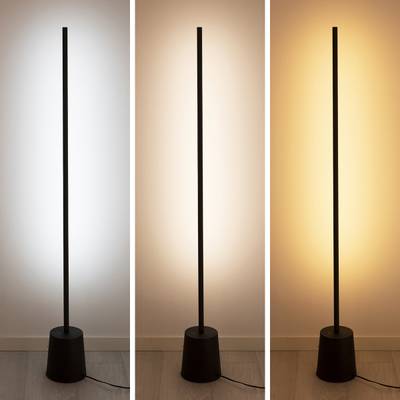 Černá stojací lampa FLOOR LINE s různými teplotami barev světla.