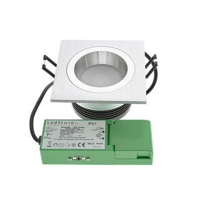 Obdélníkové vestavné stropní svítidlo LED s kartáčovaným kovem a zeleným prvkem LED - ideální pro moderní, energeticky úsporné řešení osvětlení.