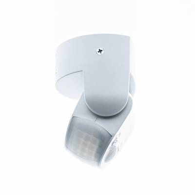 Nástěnný bílý snímač pohybu s elegantním kruhovým designem, ideální pro inteligentní řešení osvětlení LED a energetickou účinnost.