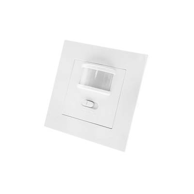 Nástěnný bílý LED snímač pohybu s vypínačem pro energeticky úsporné ovládání osvětlení a vylepšené bezpečnostní funkce.