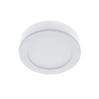 Minimalistické bílé kruhové stropní svítidlo LED s pohledem dolů na bílém pozadí - moderní design osvětlení
