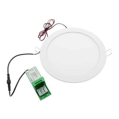 Kulaté bílé panelové svítidlo LED s kabeláží a ekologickou elektronickou součástí, ideální pro energeticky úsporná řešení osvětlení.