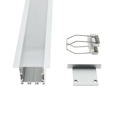 Hliníková sada trubek LED s matným krytem, montážními držáky a koncovým krytem v bílé barvě - ideální pro stylové, profesionální instalace osvětlení LED.