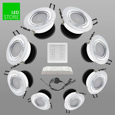 R033 CCT LED stropní svítidlo, 8 ks SETTI s bezdrátovým ovládacím tlačítkem