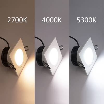 Tři světla LED ve čtvercových svítidlech s barevnou teplotou 2700K teplá, 4000K neutrální a 5300K studená poskytují všestranné možnosti osvětlení.