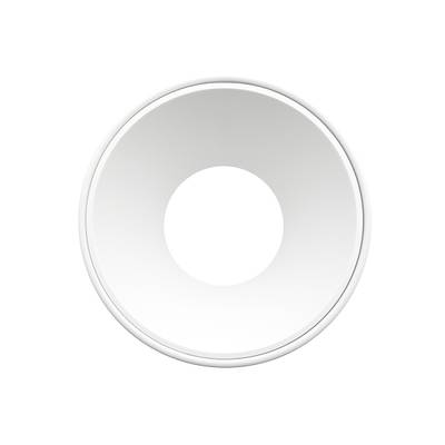 Kulaté bílé nástěnné svítidlo LED s centrálním odsazením, minimalistický design, pohled zepředu. Ideální pro moderní řešení osvětlení v domácnosti nebo kanceláři.