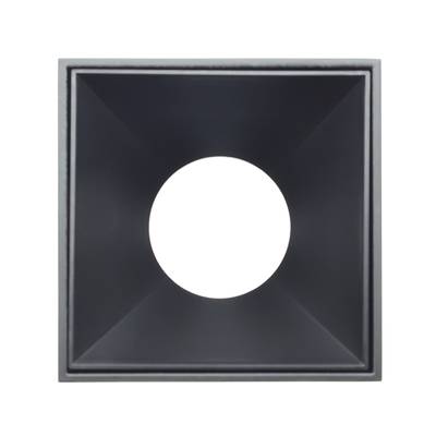 Čtvercové zapuštěné šedé LED svítidlo s kulatým otvorem, pohled zdola, moderní minimalistický design pro efektivní osvětlení.