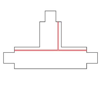 Světelná cesta z LED pásků zvýrazněná červenou linkou na postupném geometrickém obrysu svítidla pro akcentní osvětlení.