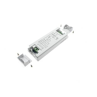 Řídicí jednotka LED s konektory kabeláže, krytkami a upevňovacími šrouby pro instalaci osvětlení.