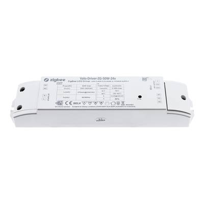 Obdélníkový ovladač LED Zigbee s vyznačenými vstupy, výstupy, podrobnostmi o modelu a specifikacemi pro chytrá řešení osvětlení.
