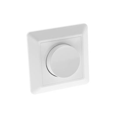 Stmívač pro osvětlení LED; bílý, čtvercový kulatý číselník, nástěnný s bílým pozadím. Ideální pro moderní ovládání osvětlení v domácnosti.