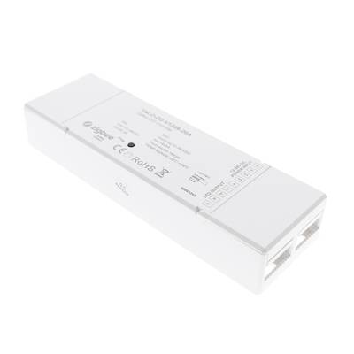 Obdélníkový přepínač Ethernet s označenými porty a dvěma viditelnými rozhraními Ethernet, ideální pro síťovou správu osvětlení LED.