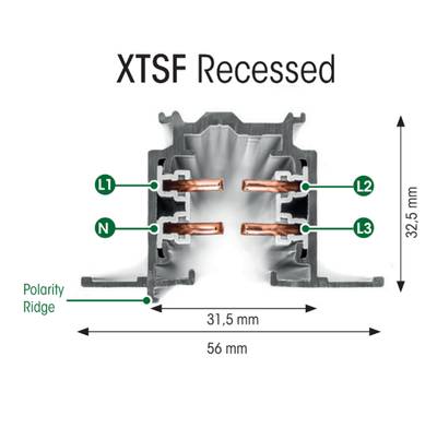 2m kontaktní lišta - XTSF 4200-3, 3fázová lišta, montáž UPPO, BÍLÁ