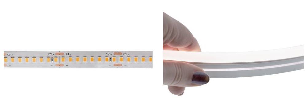 LED pásky s krytím IP65 s různými povlaky. Příliš hustý povlak má negativní vliv na životnost LED pásku.