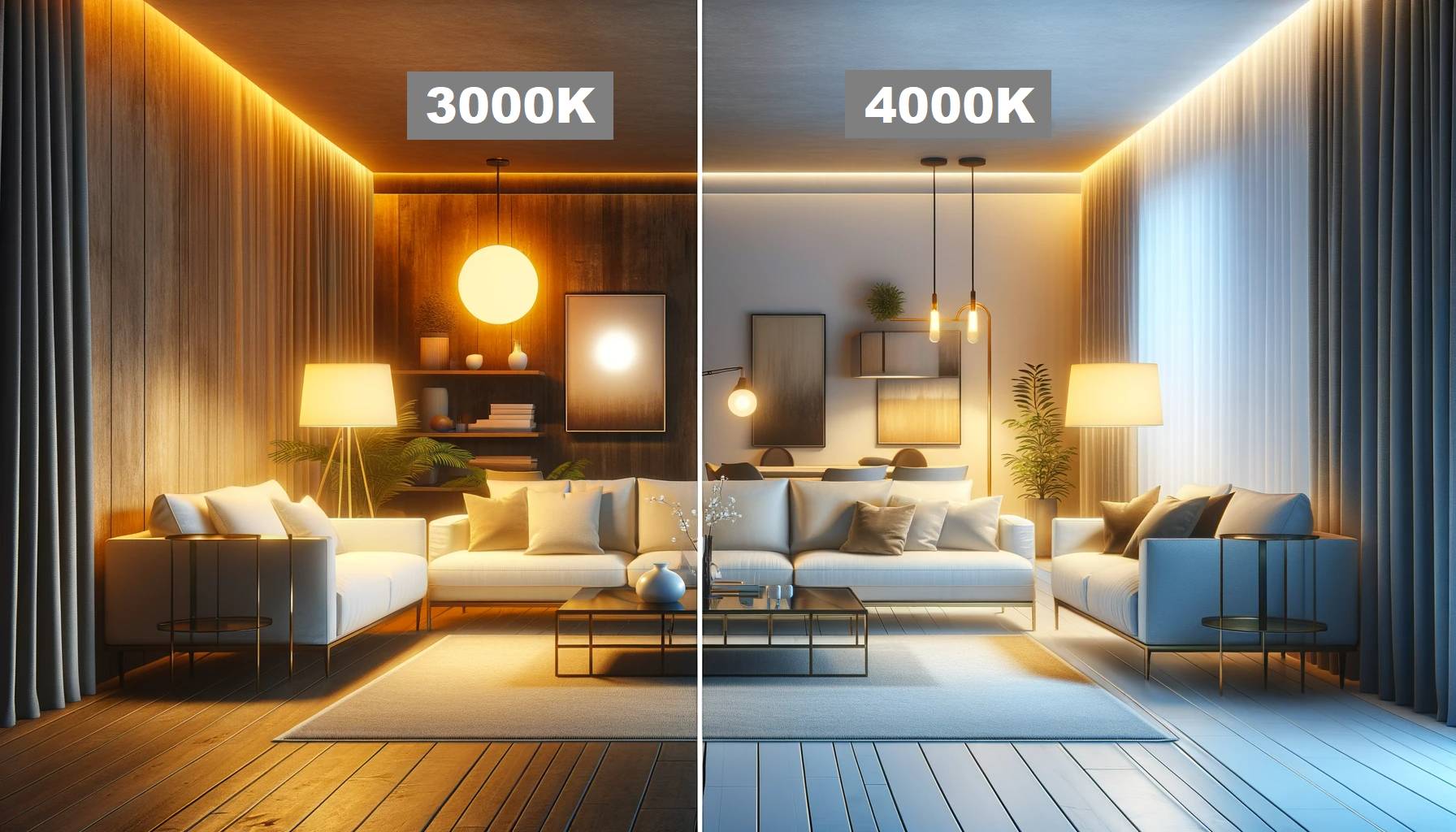 Výběr barvy světla 3000K vs 4000K Výběr barvy světla 3000k vs. 4000k