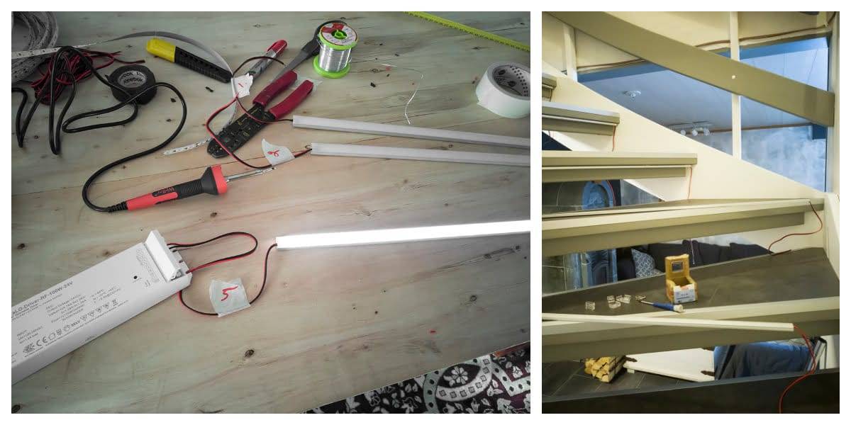 LED lišty by měly být před instalací na spodní část schodiště otestovány na výkon.