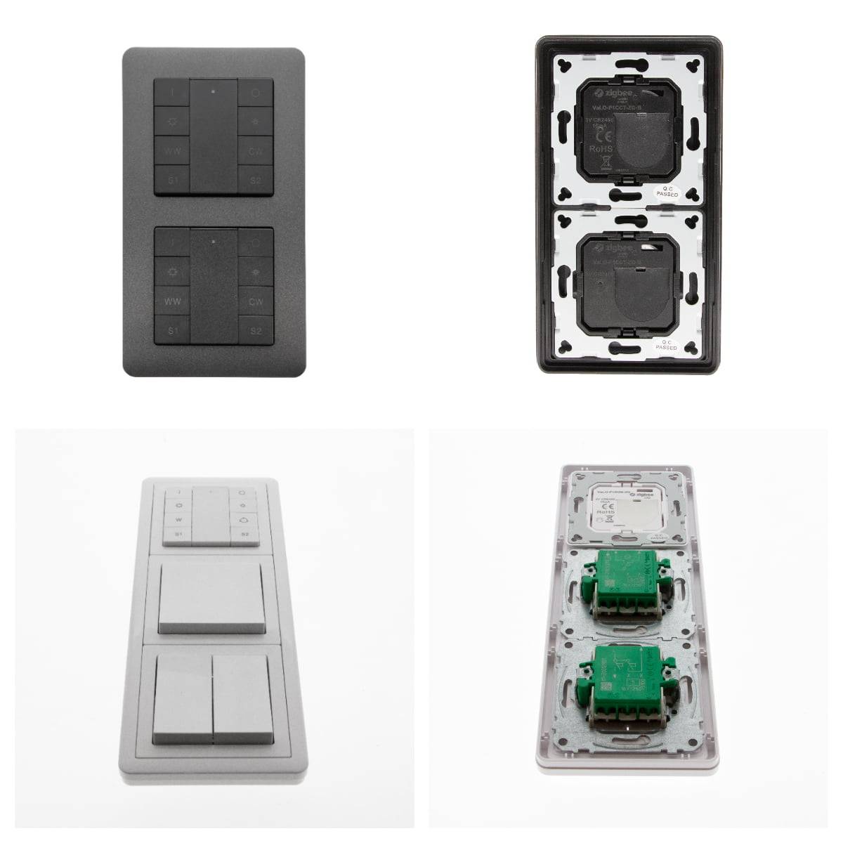 2ks bezdrátový ovladač LedStore Zigbee v rámu EXXACT Anthracite na stěně