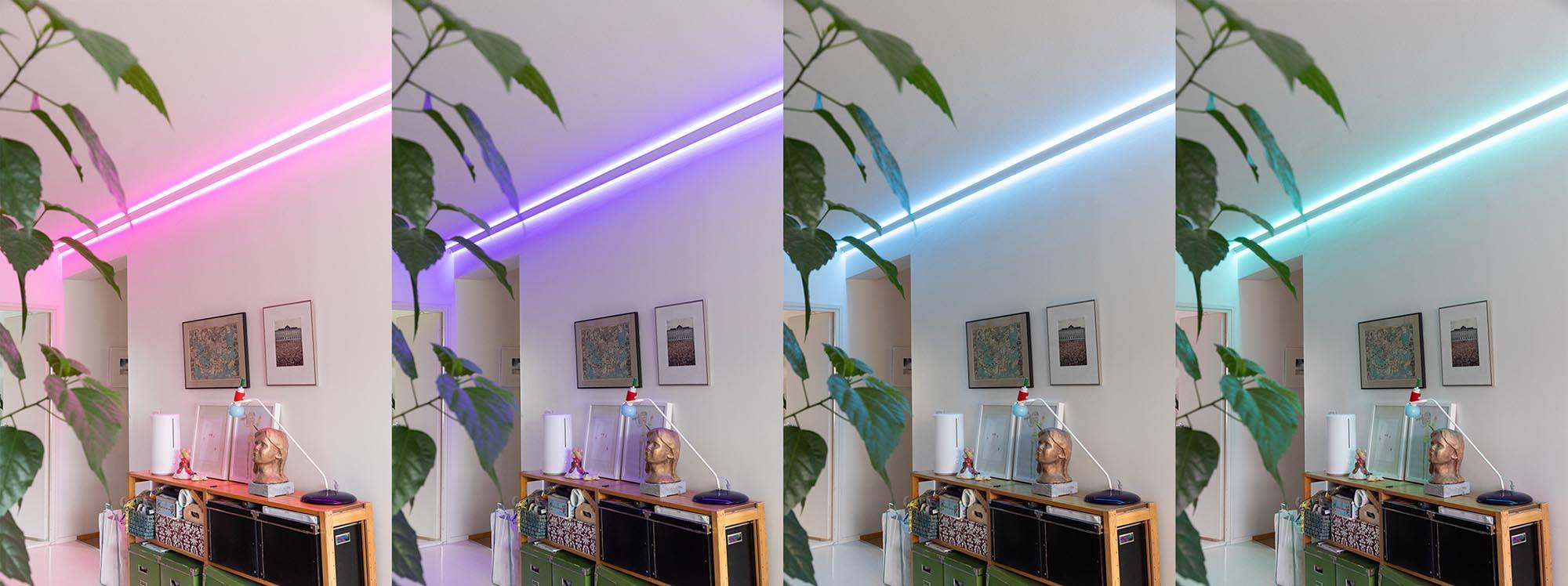 Příklady různých barev RGB pásky.