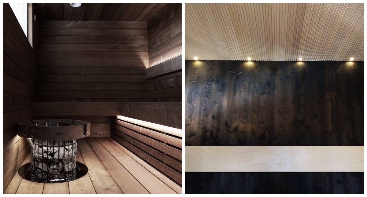 Tmavá sauna potřebuje více osvětlení než světlá sauna.