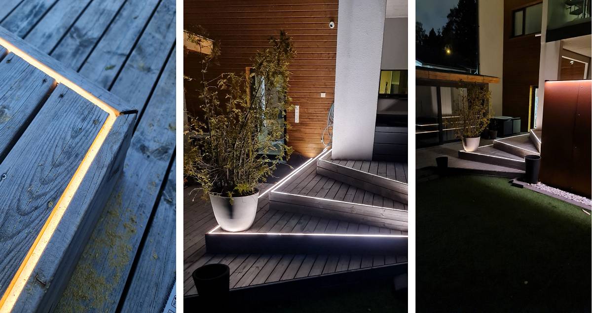 led stuha pro terasu, NEON stuha v drážce